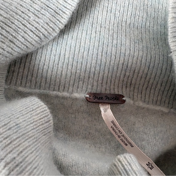 Free People Cropped Light Blue Cowl Neck Sweater - Picture 3 of 4